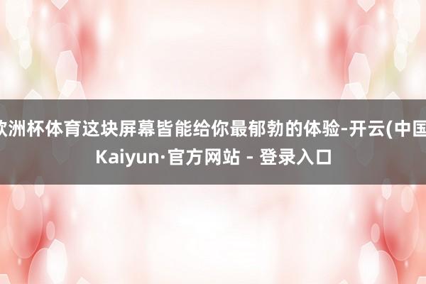 欧洲杯体育这块屏幕皆能给你最郁勃的体验-开云(中国)Kaiyun·官方网站 - 登录入口