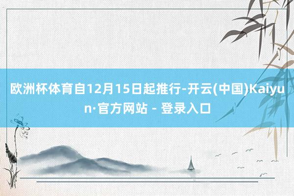 欧洲杯体育自12月15日起推行-开云(中国)Kaiyun·官方网站 - 登录入口